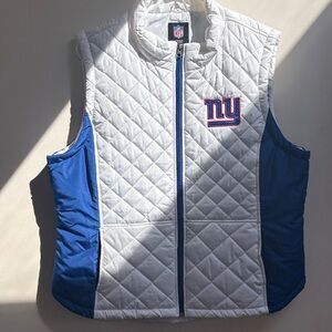 NFL Women's Quilted White and Blue Vest GIANTS Like New! NWOT